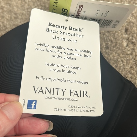 NWT Vanity Fair Beauty Back Smoother Underwire Bra Sz 38B - Picture 4 of 6